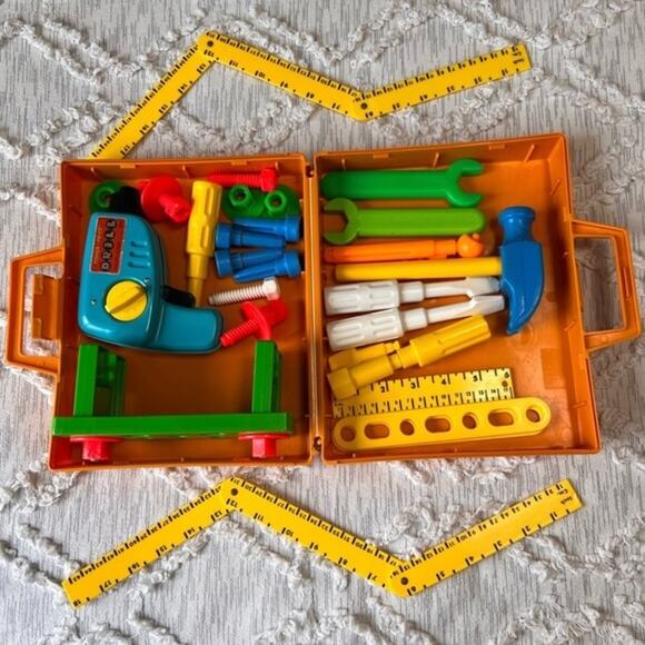 Vintage 1977 Fisher Price Tool Kit‎ Box with tools from other FP Set - Picture 2 of 9